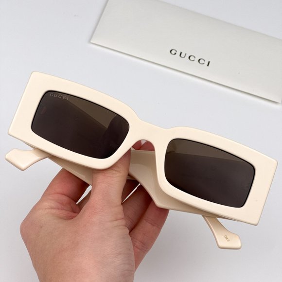 Gucci GG1425S 004 BRAND NEW Sunglasses Ivory Brown Rectangle Unisex  GG 1425S main image 10